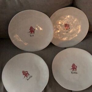 Rae Dunn Red and White Dinnerware Plates Set(4)